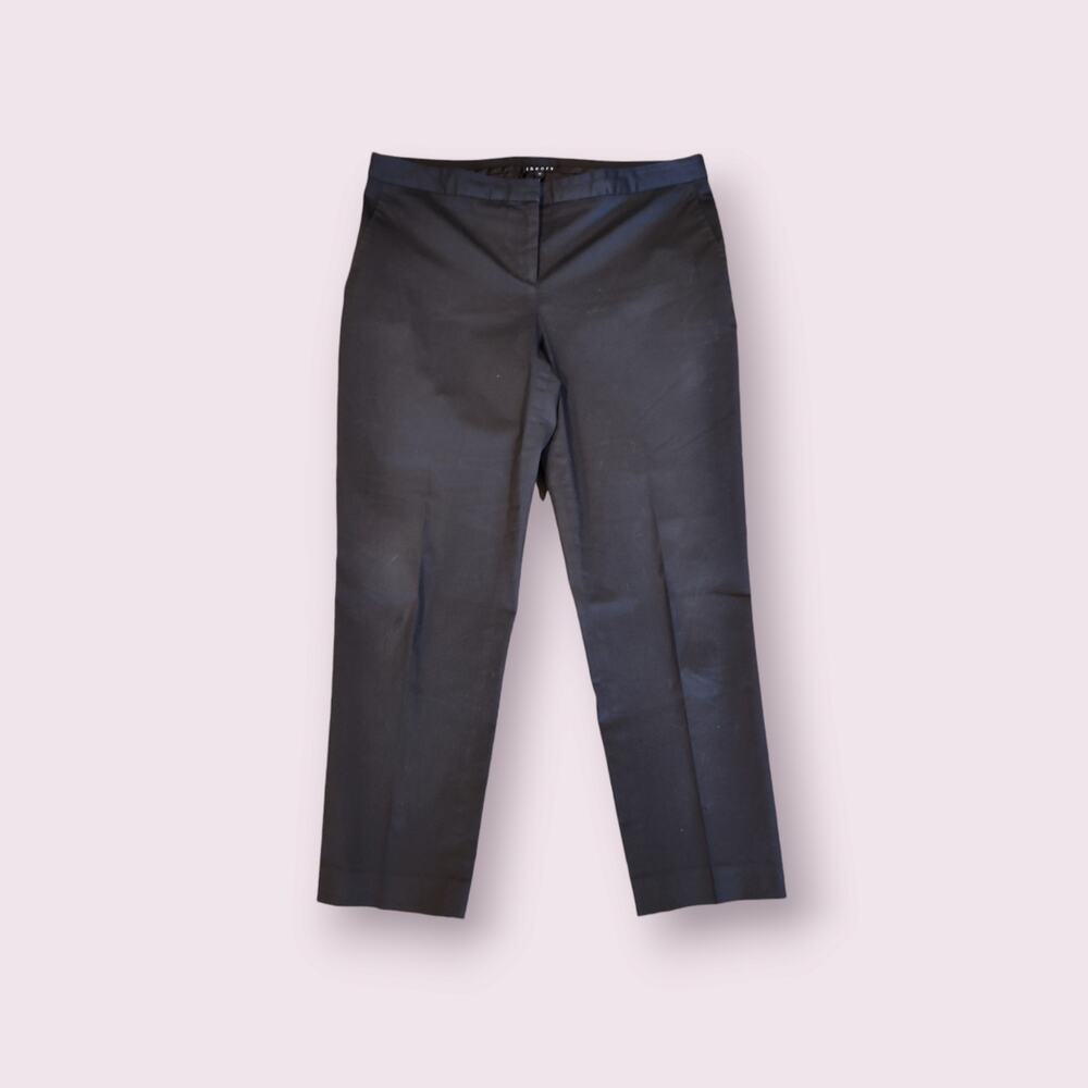 Theory Womens Black Cotton‎ High Rise Tapered Trouser Pants Size 10